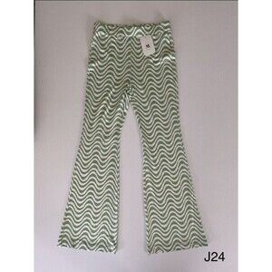 Elodie New W/Tags Unique Green And White Wide Leg‎ Pants Size Medium